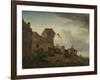 Fighting Peasants Near a Village-Philips Wouwerman-Framed Art Print