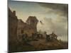 Fighting Peasants Near a Village-Philips Wouwerman-Mounted Art Print