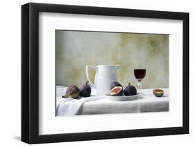 Figs and Red Wine Still Life-null-Framed Art Print