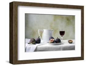 Figs and Red Wine Still Life-null-Framed Art Print