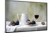 Figs and Red Wine Still Life-null-Mounted Art Print