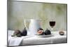 Figs and Red Wine Still Life-null-Mounted Art Print