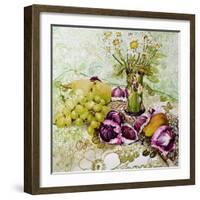 Figs, Grapes and Pears with Marguerites-Joan Thewsey-Framed Giclee Print