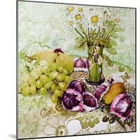 Figs, Grapes and Pears with Marguerites-Joan Thewsey-Mounted Giclee Print