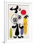 Figur Gegen Rote Sonne II, c. 1950-Joan Miro-Framed Art Print