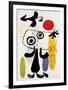 Figur Gegen Rote Sonne II, c. 1950-Joan Miro-Framed Art Print