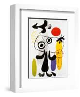 Figur Gegen Rote Sonne II, c. 1950-Joan Miro-Framed Art Print