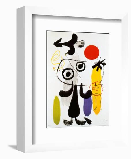 Figur Gegen Rote Sonne II, c. 1950-Joan Miro-Framed Art Print