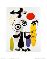 Figur Gegen Rote Sonne II, c. 1950-Joan Miró-Framed Art Print