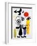 Figur Gegen Rote Sonne II, c. 1950-Joan Miró-Framed Art Print