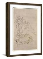Figural Study for the Adoration of the Magi-Leonardo da Vinci-Framed Giclee Print