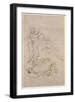 Figural Study for the Adoration of the Magi-Leonardo da Vinci-Framed Giclee Print