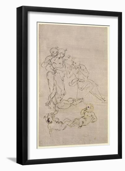 Figural Study for the Adoration of the Magi-Leonardo da Vinci-Framed Giclee Print