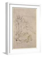Figural Study for the Adoration of the Magi-Leonardo da Vinci-Framed Giclee Print