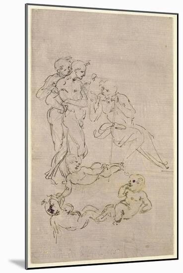 Figural Study for the Adoration of the Magi-Leonardo da Vinci-Mounted Giclee Print