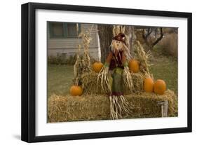 Figure and Pumpkins, Set Up to Commemorate Hallowe'en-null-Framed Photographic Print