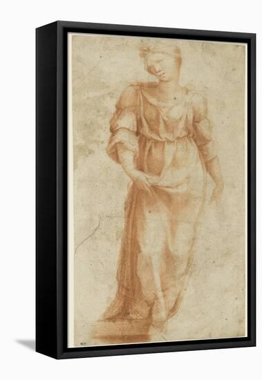 Figure féminne debout, se dirigeant vers la droite-Domenico Beccafumi-Framed Stretched Canvas