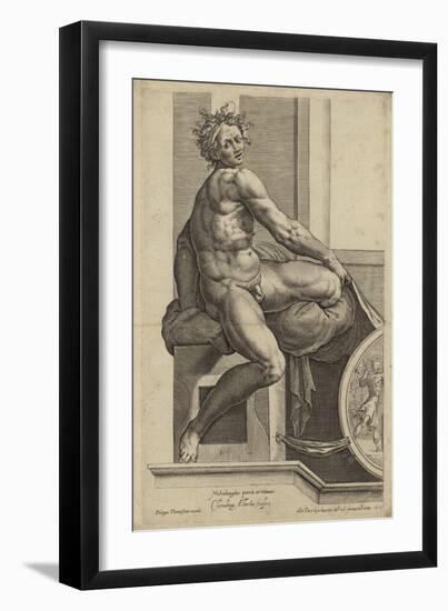 Figure from the Sistine Chapel Fresco in the Vatican-Michelangelo Buonarroti-Framed Giclee Print