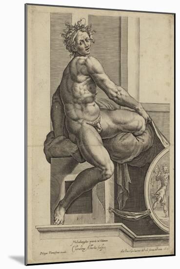 Figure from the Sistine Chapel Fresco in the Vatican-Michelangelo Buonarroti-Mounted Giclee Print