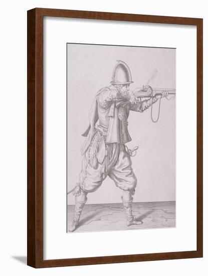 Figure in Military Clothing Firing a Musket and Wearing a Sword, 1607-null-Framed Giclee Print