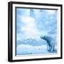 Figure of a Polar Bear on High Mountain Landscape-Oleksii Sergieiev-Framed Photographic Print