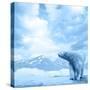 Figure of a Polar Bear on High Mountain Landscape-Oleksii Sergieiev-Stretched Canvas