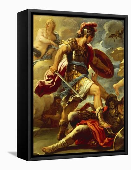 Figure of Aeneas, Details from Aeneas Defeats Turnus-Luca Giordano-Framed Stretched Canvas