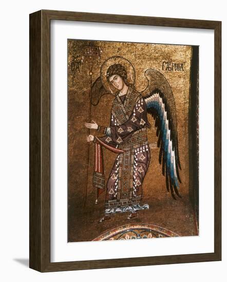 Figure of An Angel from 12th century Byzantine Mosaic on Cupola of the Martorana Church in Palermo-null-Framed Photographic Print