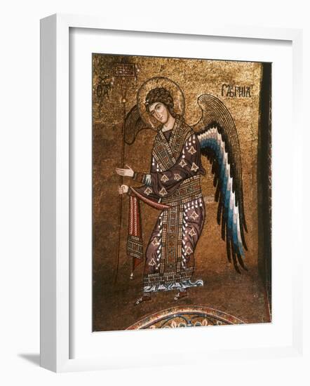 Figure of An Angel from 12th century Byzantine Mosaic on Cupola of the Martorana Church in Palermo-null-Framed Photographic Print