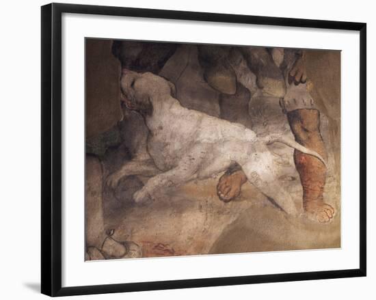 Figure of Dog, Detail from Fresco-Girolamo Romanino-Framed Giclee Print