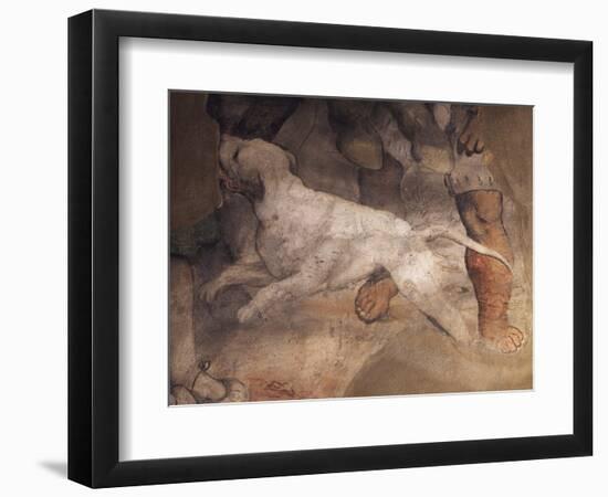 Figure of Dog, Detail from Fresco-Girolamo Romanino-Framed Giclee Print