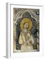 Figure of Female of Facade of Monastery of St Scholastica, Subiaco, Italy-null-Framed Giclee Print