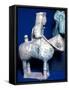 Figure of Knight, Blue Turquoise Ceramic Statue, from Gorgan, Iran-null-Framed Stretched Canvas