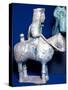 Figure of Knight, Blue Turquoise Ceramic Statue, from Gorgan, Iran-null-Stretched Canvas