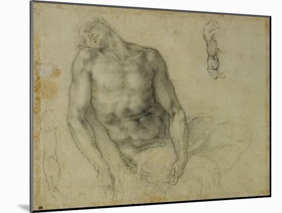 Figure of the Dead Christ and Two Studies of the Right Arm-Michelangelo Buonarroti-Mounted Giclee Print