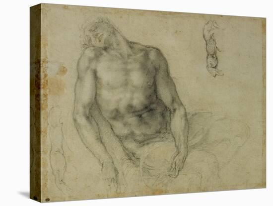 Figure of the Dead Christ and Two Studies of the Right Arm-Michelangelo Buonarroti-Stretched Canvas