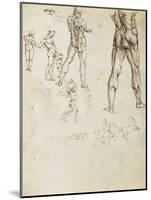 Figure Studies and Nudes for the Battle of Anghiari-Leonardo da Vinci-Mounted Giclee Print