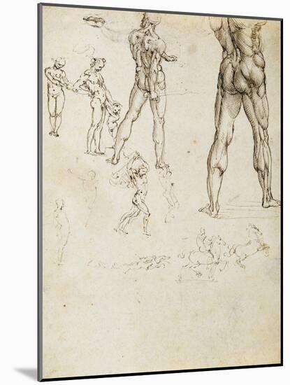 Figure Studies and Nudes for the Battle of Anghiari-Leonardo da Vinci-Mounted Giclee Print