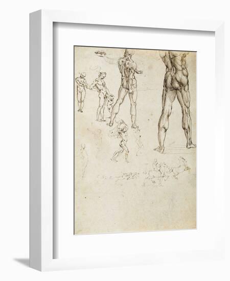 Figure Studies and Nudes for the Battle of Anghiari-Leonardo da Vinci-Framed Giclee Print