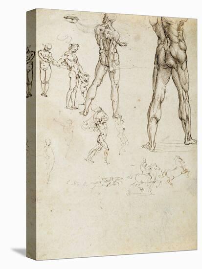 Figure Studies and Nudes for the Battle of Anghiari-Leonardo da Vinci-Stretched Canvas