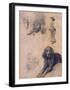 Figure Studies and Study of Dog, 1883-Santiago Rusiñol-Framed Art Print