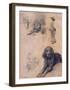 Figure Studies and Study of Dog, 1883-Santiago Rusiñol-Framed Art Print