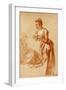 Figure Studies for a Standing and a Seated Girl-Jean Antoine Watteau-Framed Giclee Print