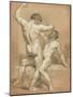 Figure Study - the Wrestlers (Pencil and Pastel on Buff Paper)-James Ward-Mounted Giclee Print