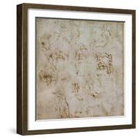 Figure Study with Writing, C.1511-Michelangelo Buonarroti-Framed Giclee Print