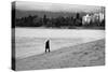 Figure Walking Alone Along Beach in Winter-Sharon Wish-Stretched Canvas
