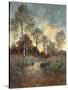 Figure Walking through a Woodland-Adrien Rousseau-Stretched Canvas