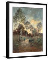 Figure Walking through a Woodland-Adrien Rousseau-Framed Giclee Print