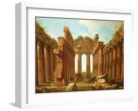 Figures Admiring the Temple of Neptune at Paestum-Antonio Joli-Framed Giclee Print