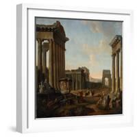 Figures Amidst a Capriccio of Ruins-Giovanni Paolo Pannini-Framed Giclee Print